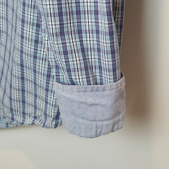 Nautica blue plaid button down Long Sleeve men's shirt Large - Picture 6 of 10